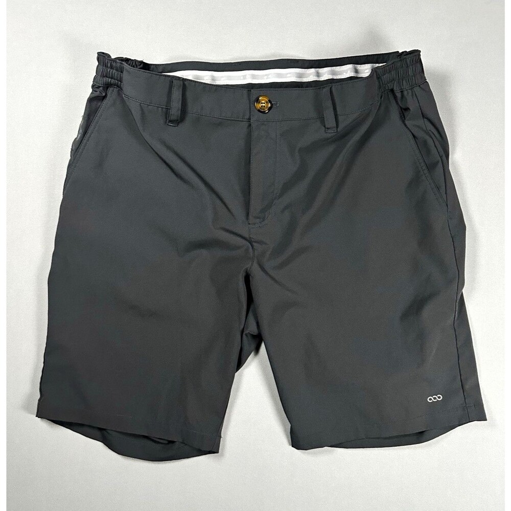 33,000ft Men's Gray Chino Flat Front Shorts Pockets Logo Solid Regular
